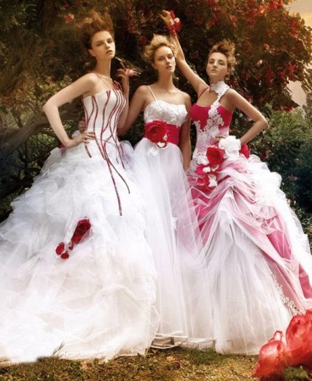 Options for red inserts in a wedding dress