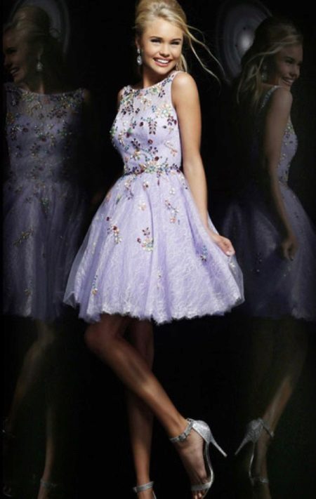 Short A-Line Purple Evening Dress