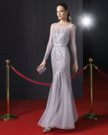 Evening dress with sleeves on the floor by Rosa Klara