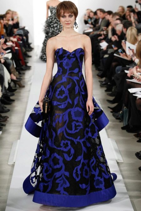 Blue and black evening dress