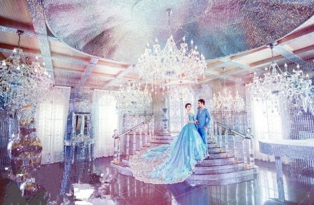 Váy cưới tông màu xanh đậm