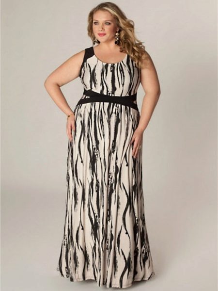 Horizontal Striped Evening Dress