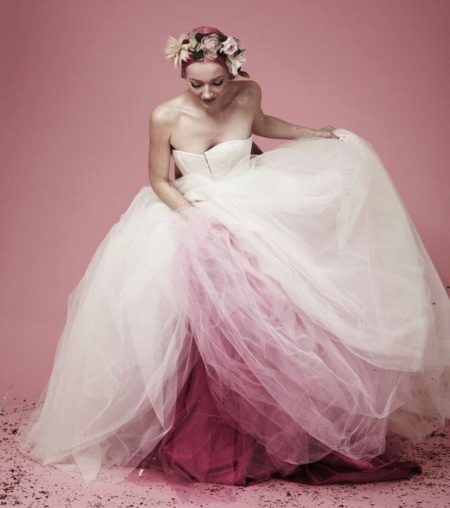 Magnificent wedding dress with a multi-layered petticoat