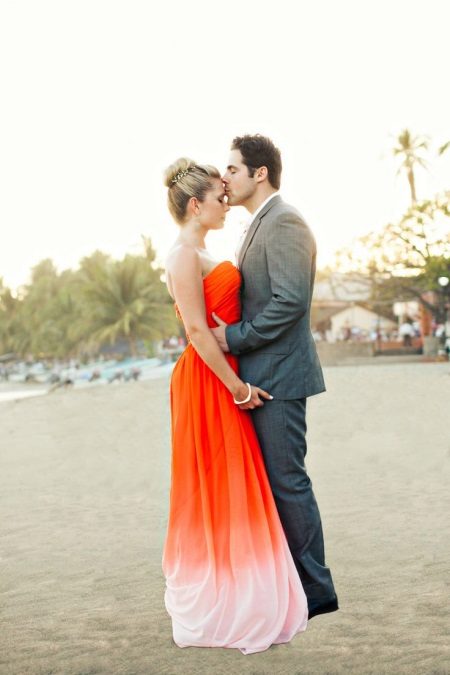 Orange and white dress