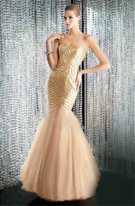 Golden dress mermaid