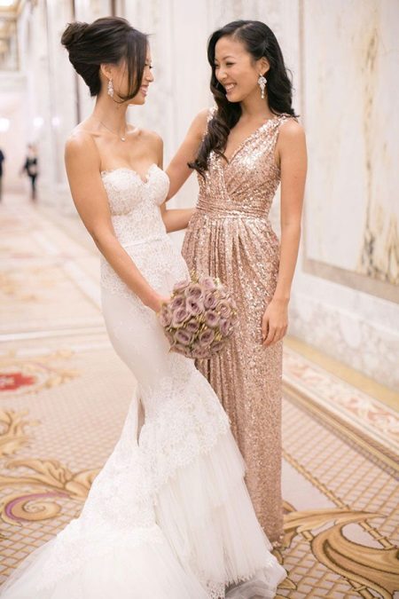 Gold dress with V-neck