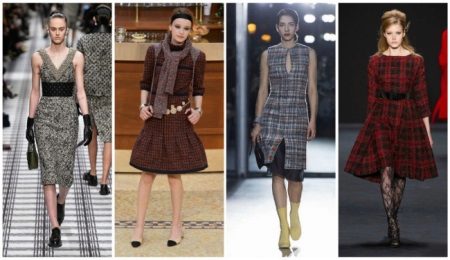 Tweed dress na may accessories