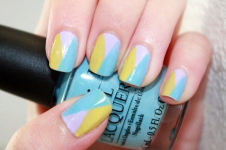 ทำเล็บมือสะระแหน่สีขาวเหลือง