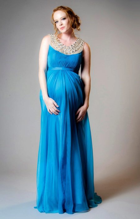 Asul na maternity Greek dress