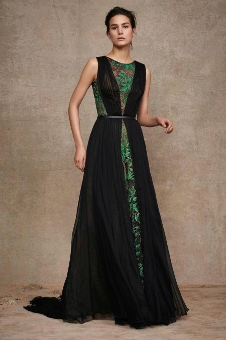 Guipure dress na may chiffon