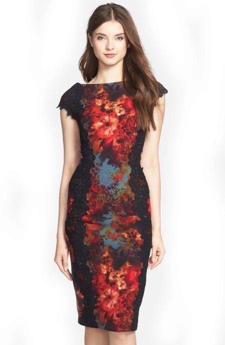 Lacy black dress with short sleeves