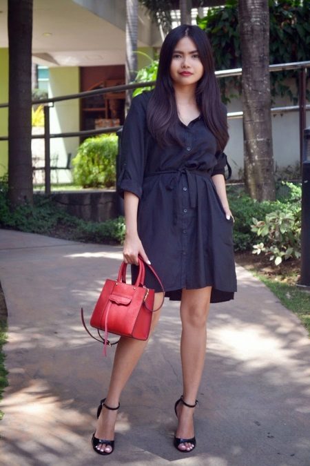 ชุดเสื้อเชิ้ตสีดำหลวม