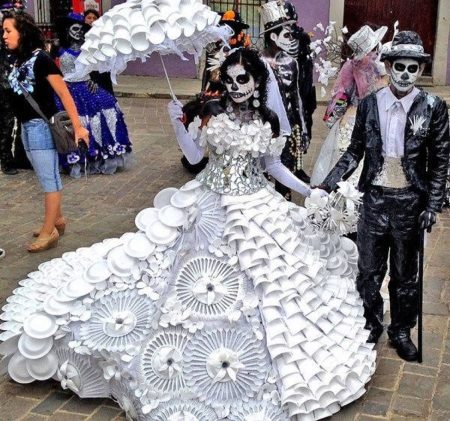 Dress from plastic utensils