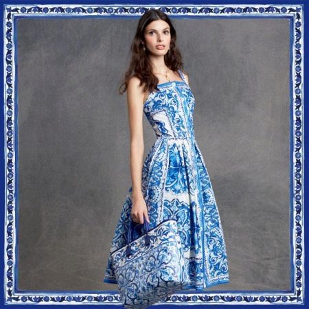 poplin sarafan với mô hình gzhel
