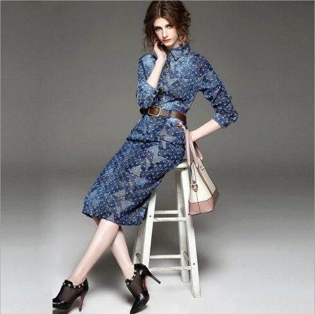Boots sa denim dress