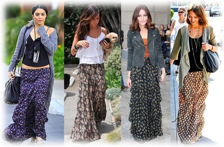 isang iba't ibang mga maxi skirt na may frill
