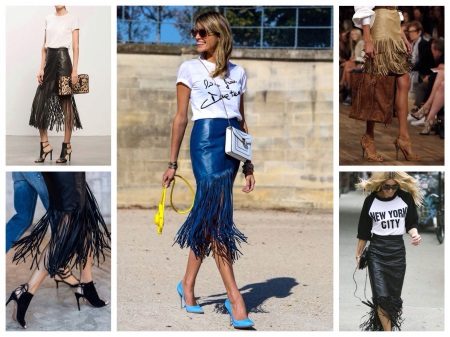 Fringed leather skirt
